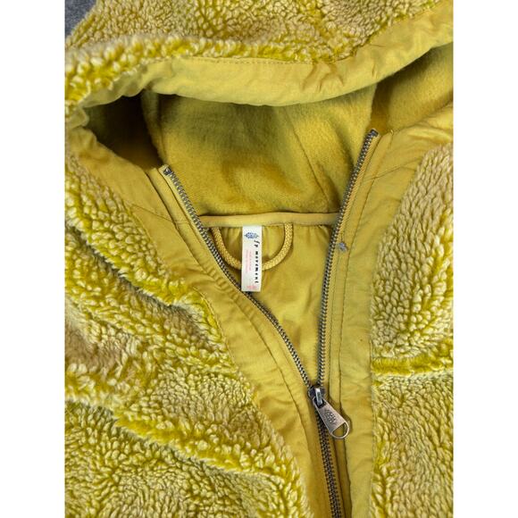 Free People Movement Hooded Sherpa Jacket Womens XS Yellow Fleece Plush Gorpcore - Picture 6 of 7